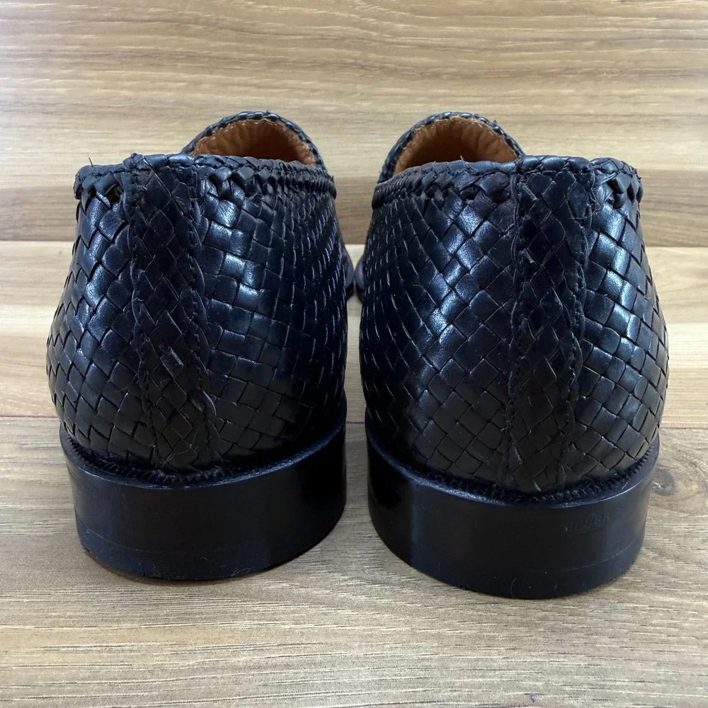 ET Wright Masters Collection Woven Loafers Mens 8 EE Black Leather Perf Modern